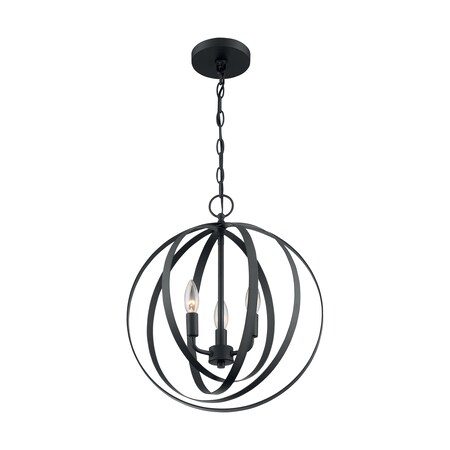 Nuvo Fixture, Pendant, 3-Lght, Incandescent, 60W, 120V, B10, Candelabra Bse, Height: 18.38 60/7067